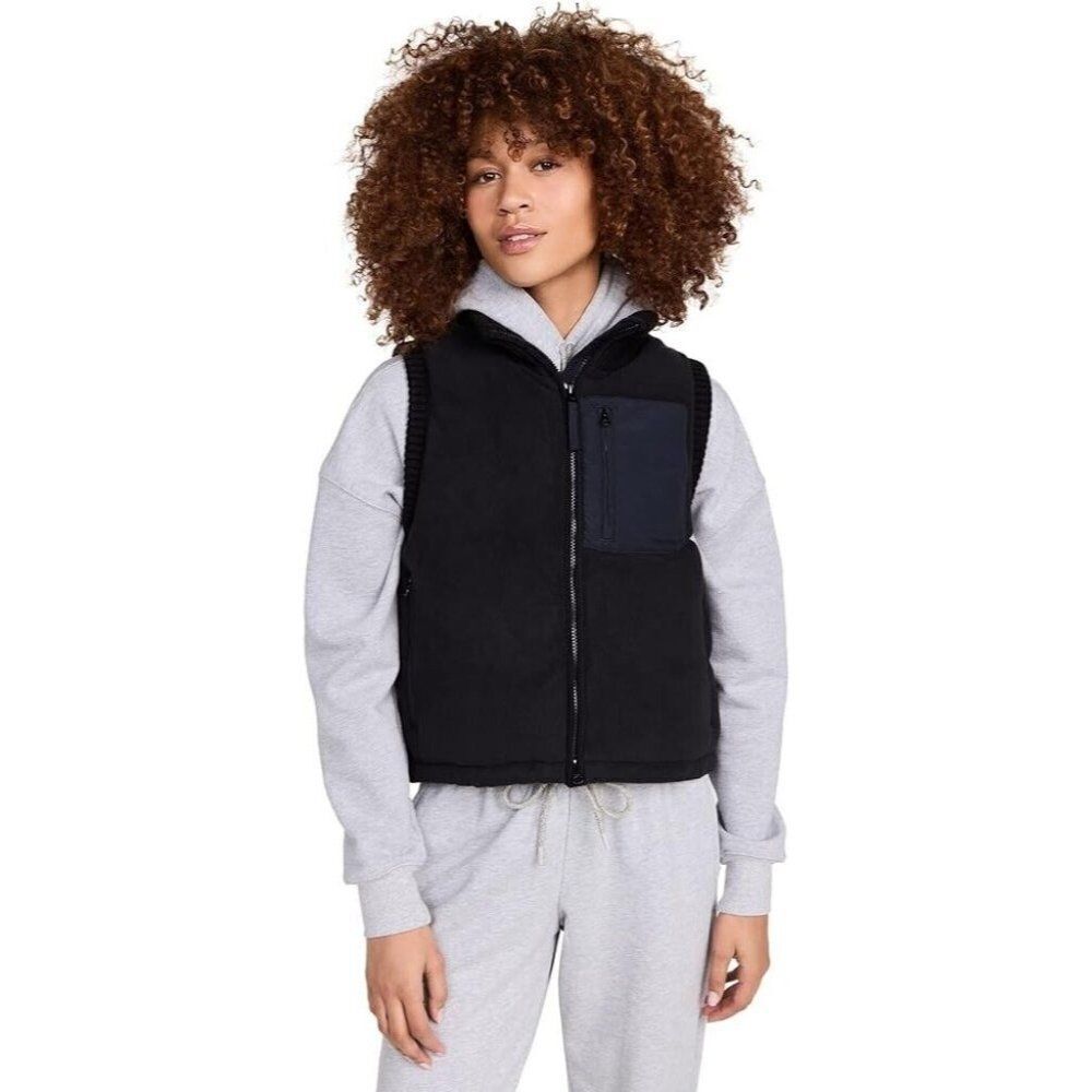 Sweaty Betty Venture Padded Fleece Gilet Vest Size Large Black Navy‎ $168